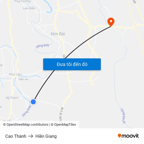 Cao Thành to Hiền Giang map