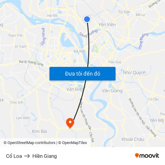 Cổ Loa to Hiền Giang map