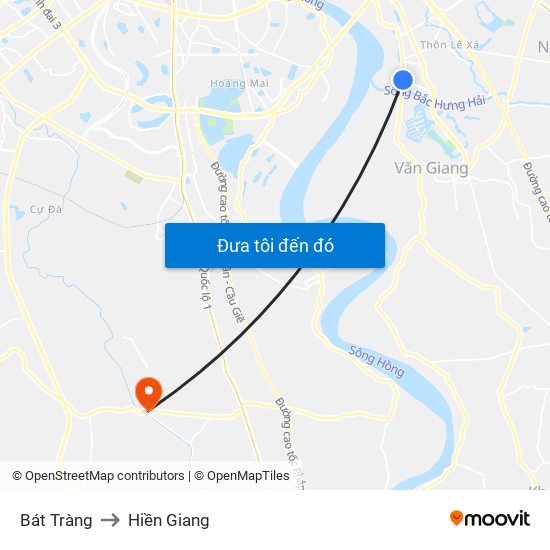 Bát Tràng to Hiền Giang map