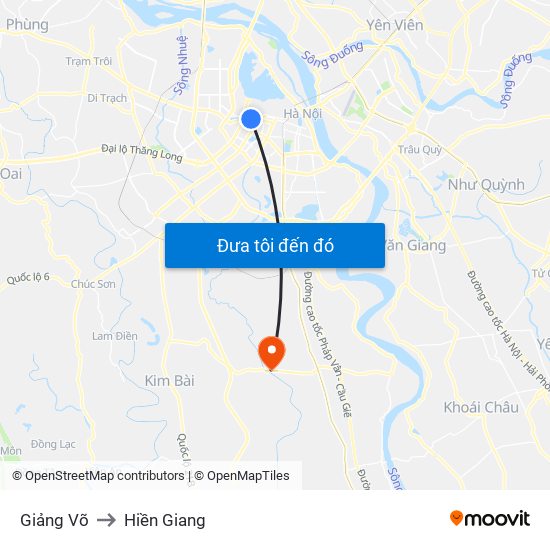 Giảng Võ to Hiền Giang map
