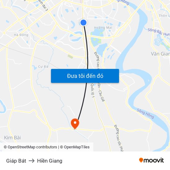 Giáp Bát to Hiền Giang map