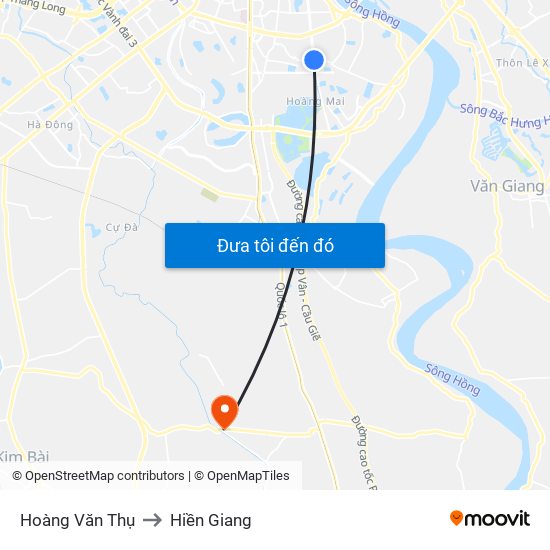 Hoàng Văn Thụ to Hiền Giang map