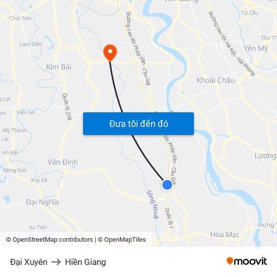 Đại Xuyên to Hiền Giang map