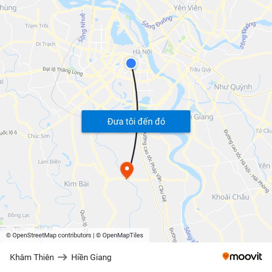 Khâm Thiên to Hiền Giang map