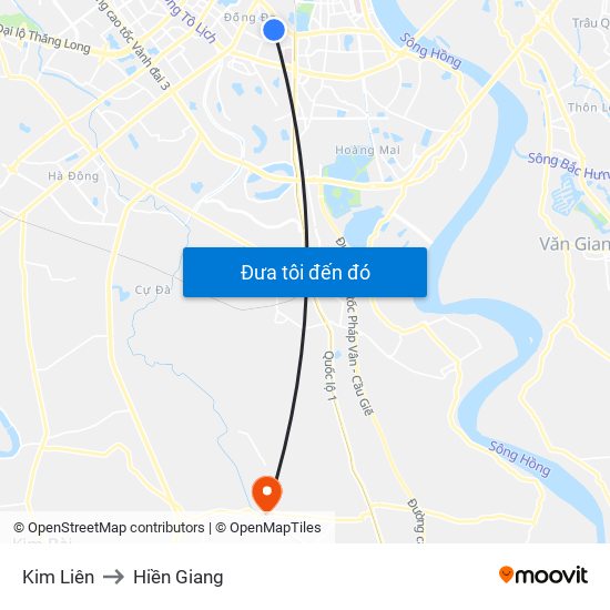 Kim Liên to Hiền Giang map