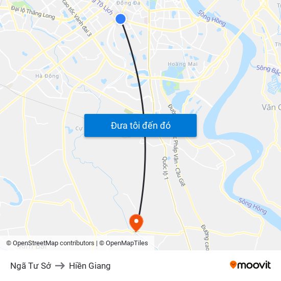 Ngã Tư Sở to Hiền Giang map