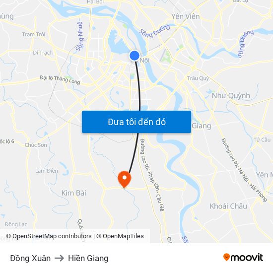 Đồng Xuân to Hiền Giang map