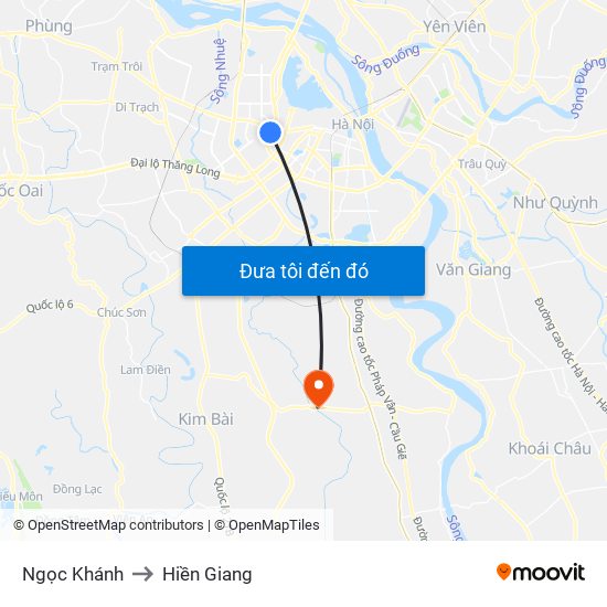 Ngọc Khánh to Hiền Giang map