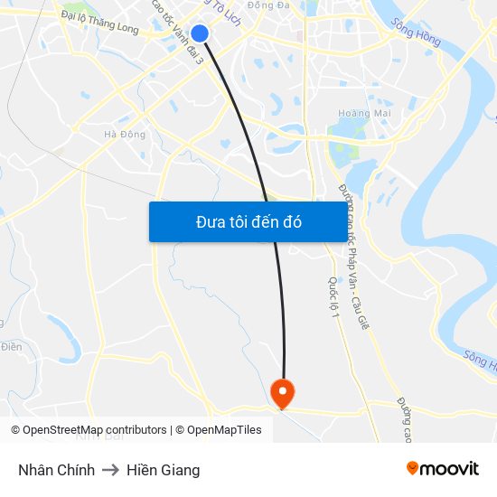 Nhân Chính to Hiền Giang map