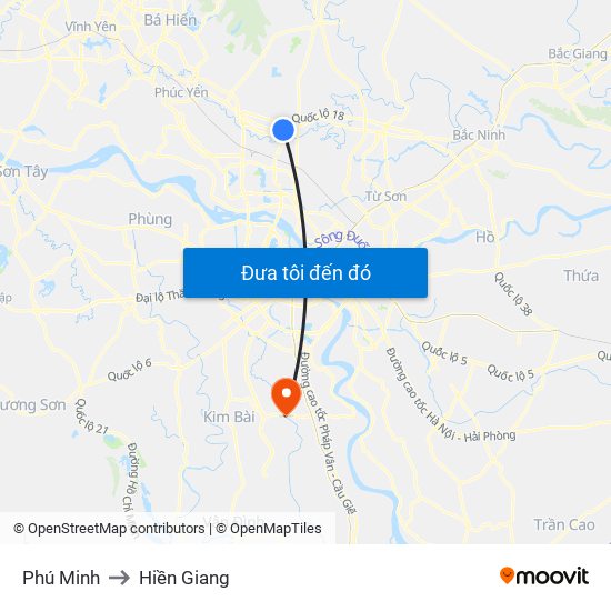 Phú Minh to Hiền Giang map