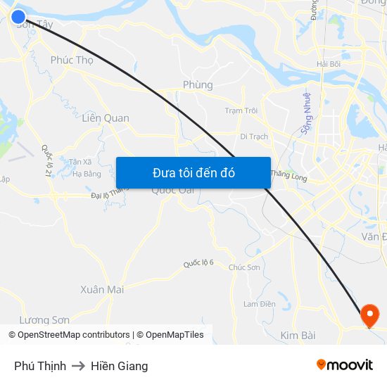 Phú Thịnh to Hiền Giang map