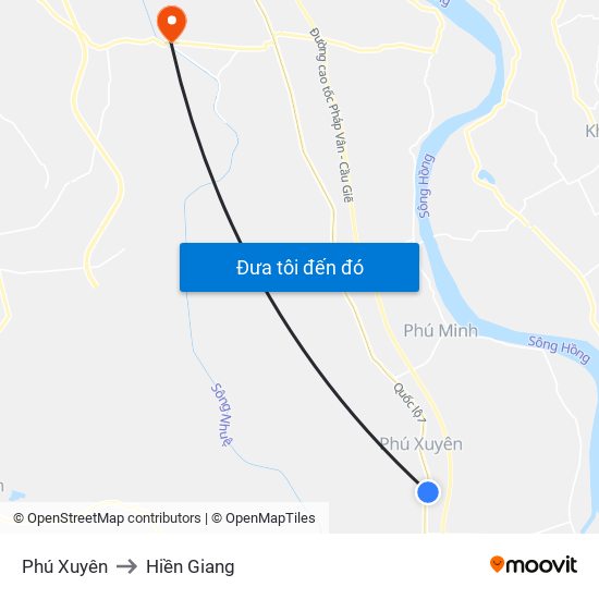 Phú Xuyên to Hiền Giang map