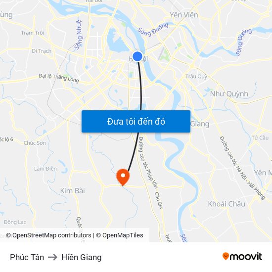 Phúc Tân to Hiền Giang map