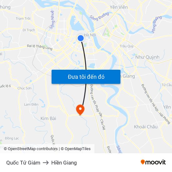 Quốc Tử Giám to Hiền Giang map