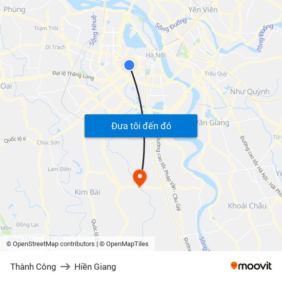 Thành Công to Hiền Giang map