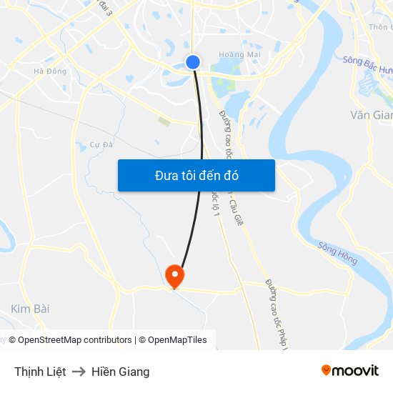 Thịnh Liệt to Hiền Giang map