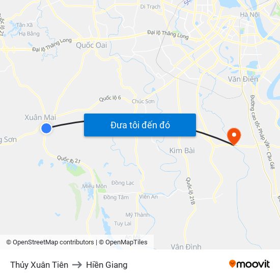 Thủy Xuân Tiên to Hiền Giang map