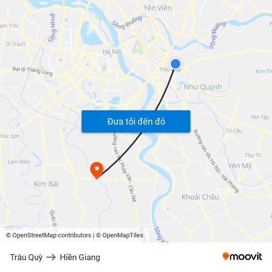 Trâu Quỳ to Hiền Giang map