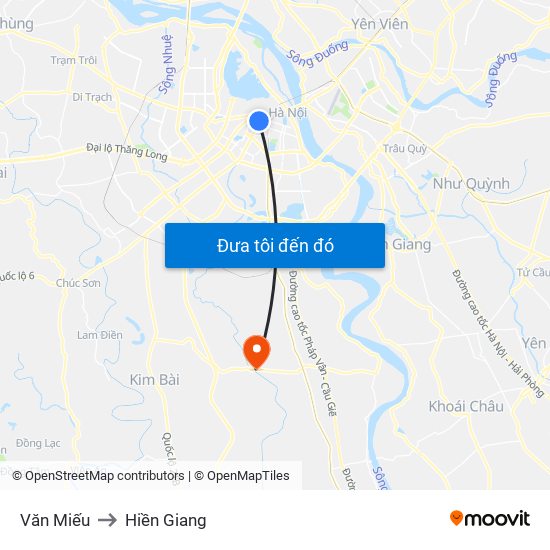 Văn Miếu to Hiền Giang map