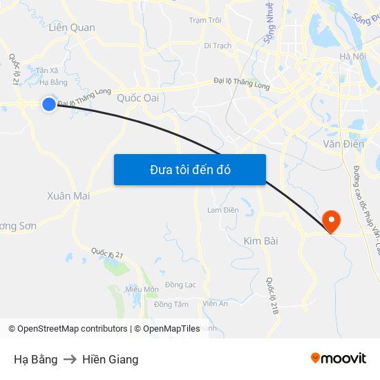 Hạ Bằng to Hiền Giang map