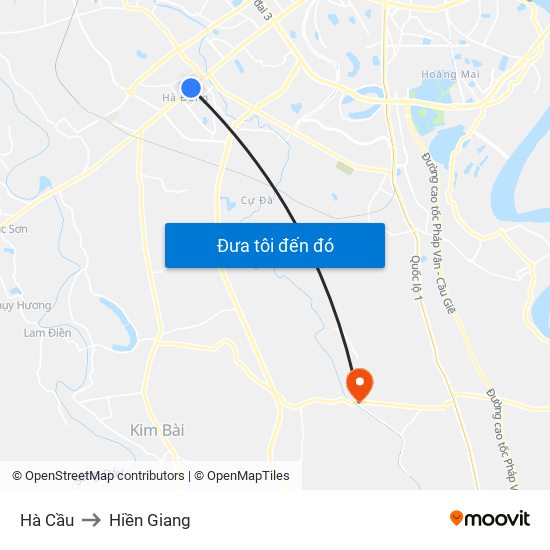 Hà Cầu to Hiền Giang map