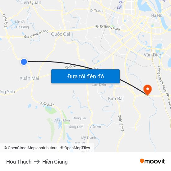 Hòa Thạch to Hiền Giang map