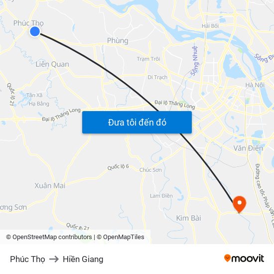 Phúc Thọ to Hiền Giang map