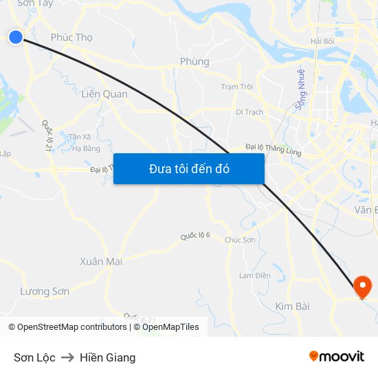 Sơn Lộc to Hiền Giang map