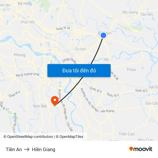 Tiền An to Hiền Giang map