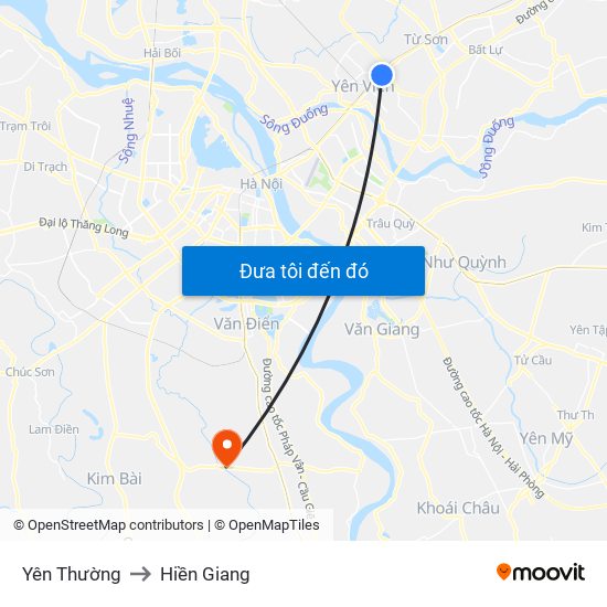 Yên Thường to Hiền Giang map