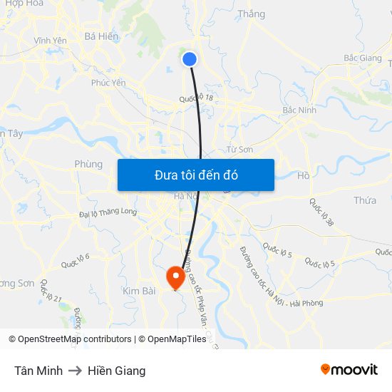 Tân Minh to Hiền Giang map