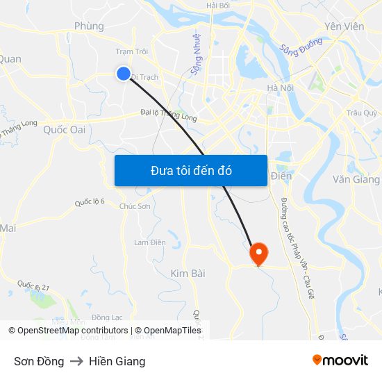 Sơn Đồng to Hiền Giang map