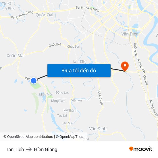 Tân Tiến to Hiền Giang map