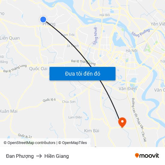 Đan Phượng to Hiền Giang map