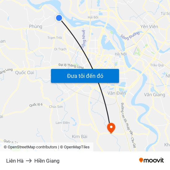 Liên Hà to Hiền Giang map