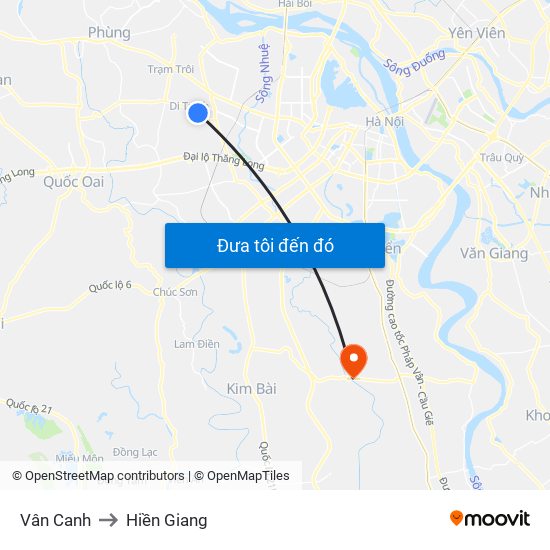 Vân Canh to Hiền Giang map