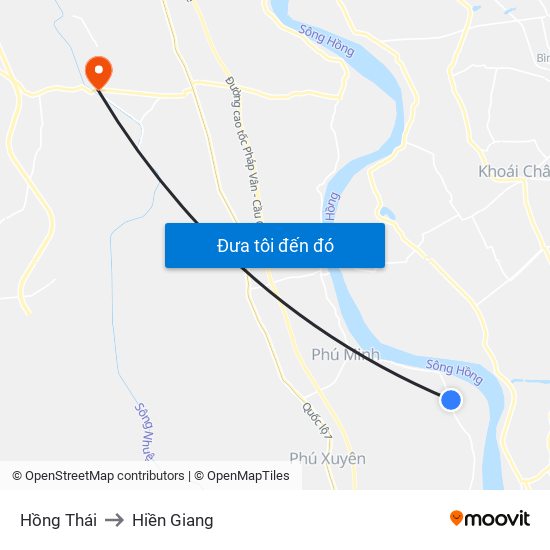 Hồng Thái to Hiền Giang map