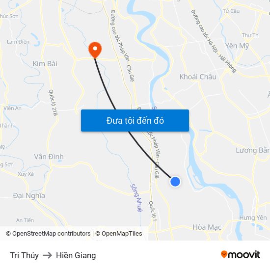Tri Thủy to Hiền Giang map