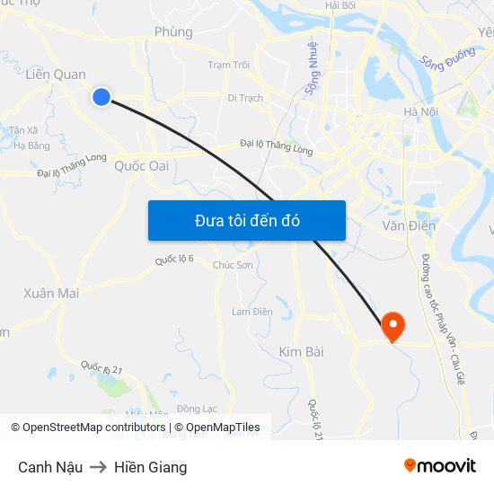 Canh Nậu to Hiền Giang map