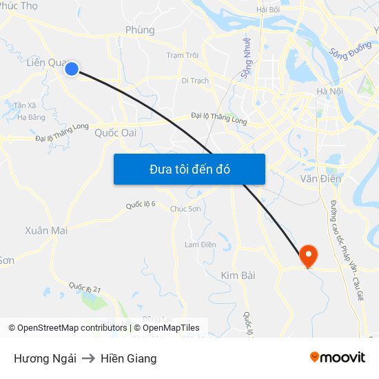 Hương Ngải to Hiền Giang map