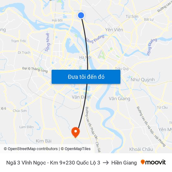 Ngã 3 Vĩnh Ngọc - Km 9+230 Quốc Lộ 3 to Hiền Giang map