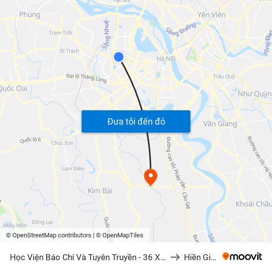 Học Viện Báo Chí Và Tuyên Truyền - 36 Xuân Thủy to Hiền Giang map