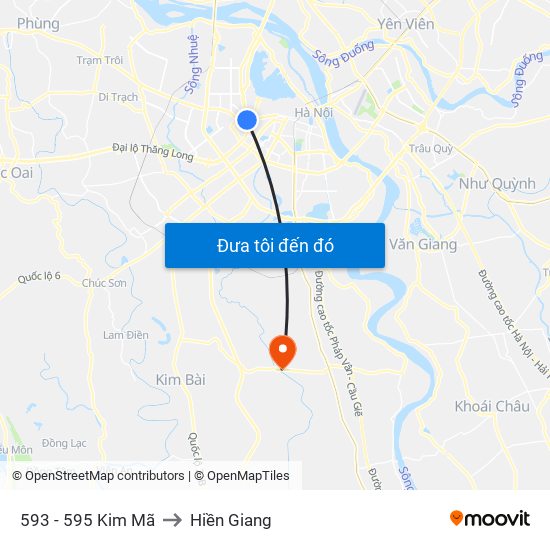 593 - 595 Kim Mã to Hiền Giang map