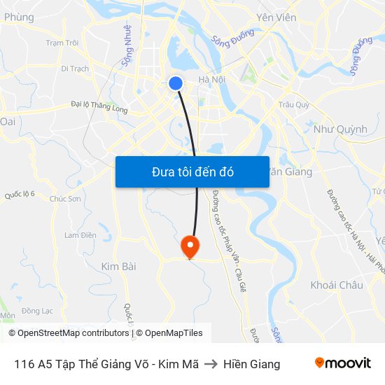 116 A5 Tập Thể Giảng Võ - Kim Mã to Hiền Giang map