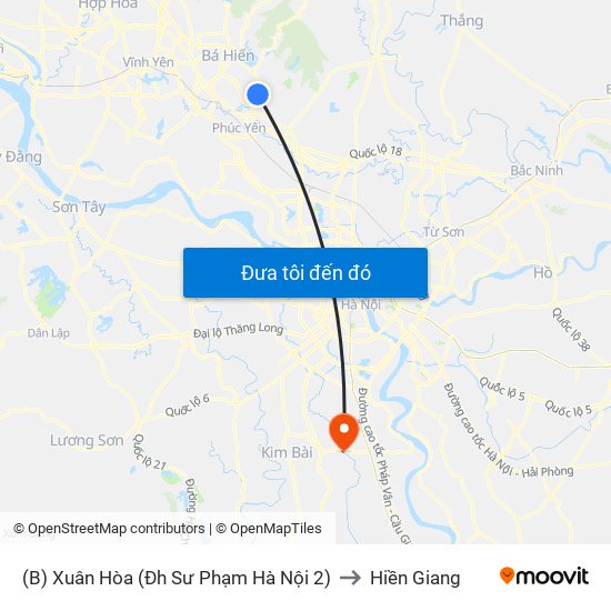 (B) Xuân Hòa (Đh Sư Phạm Hà Nội 2) to Hiền Giang map