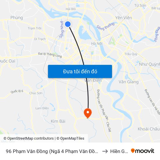 96 Phạm Văn Đồng (Ngã 4 Phạm Văn Đồng - Xuân Đỉnh) to Hiền Giang map
