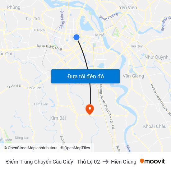 Điểm Trung Chuyển Cầu Giấy - Thủ Lệ 02 to Hiền Giang map