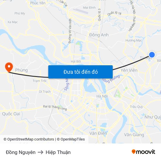 Đồng Nguyên to Hiệp Thuận map