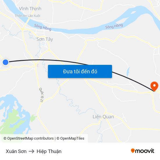 Xuân Sơn to Hiệp Thuận map