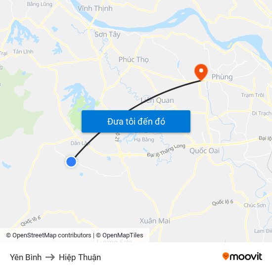 Yên Bình to Hiệp Thuận map